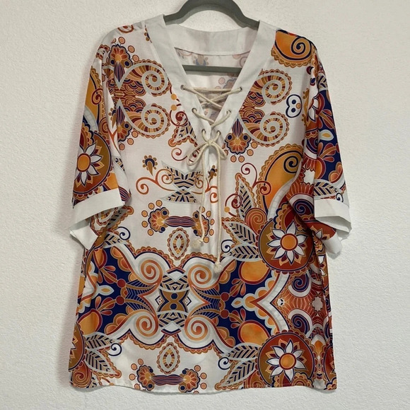 Women’s Oversized Tie Front Blouse Size Medium - Picture 1 of 5